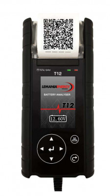 LEMANIA T12 Premium 12/24V tester bateriek + analyzátor elektrického systému s integrovanou tlačiarňou
