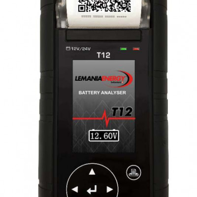 LEMANIA T12 Premium 12/24V tester bateriek + analyzátor elektrického systému s integrovanou tlačiarňou